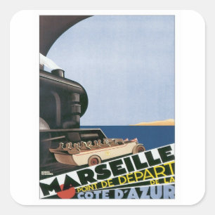 Vintage Marseille Cote D'azur Square Sticker