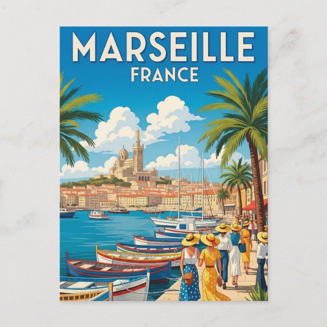Vintage Marseille France Travel Postcard (Front)