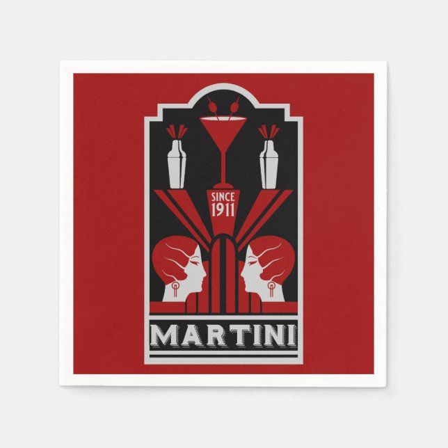 Vintage Martini Art Deco Napkin (Front)