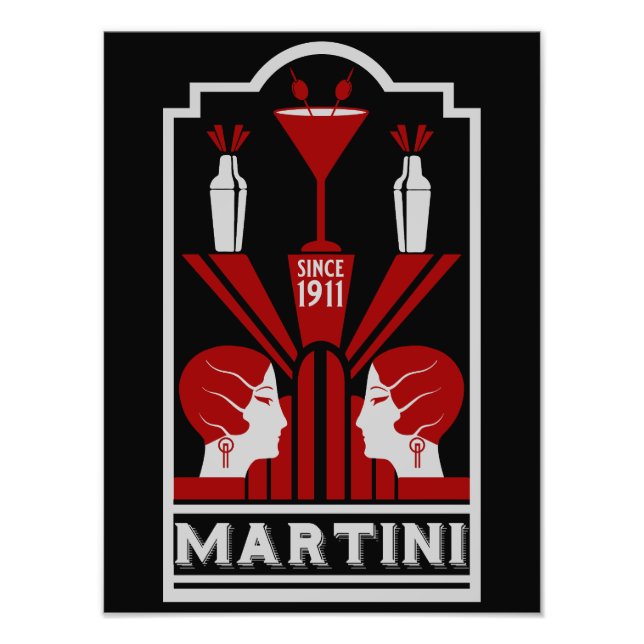 Vintage Martini Art Deco Photo Print (Front)