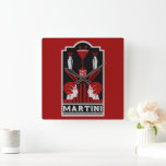 Vintage Martini Art Deco Square Wall Clock<br><div class="desc">Vintage Martini Art Deco. © Copyright HGIFY | HGI Stores Only. All Rights Reserved. Original Professional Art Work. Great as wall decor,  bar decor or as a gift.</div>