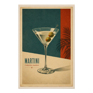 Vintage Martini Cocktail Retro Mid-Century Modern  Poster