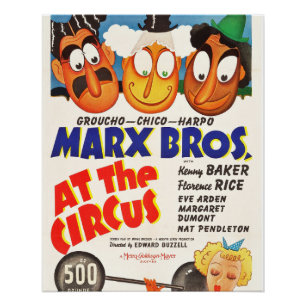 Vintage Marx Bros. At The Circus Poster