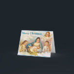 Vintage Mary And Baby Jesus And Angels Christmas  Holiday Card<br><div class="desc">A vintage religious Christmas Card of virgin Mary and baby Jesus in heaven A vintage retro nativity scene .For Christians . And also the card represents the Virgin mary and angels gathering around the new born God Jesus. Grab this elegant religious Christmas card and send it to your beloved ones....</div>