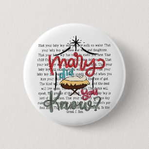 Vintage Mary Did You Know Christian Christmas Bibl 6 Cm Round Badge