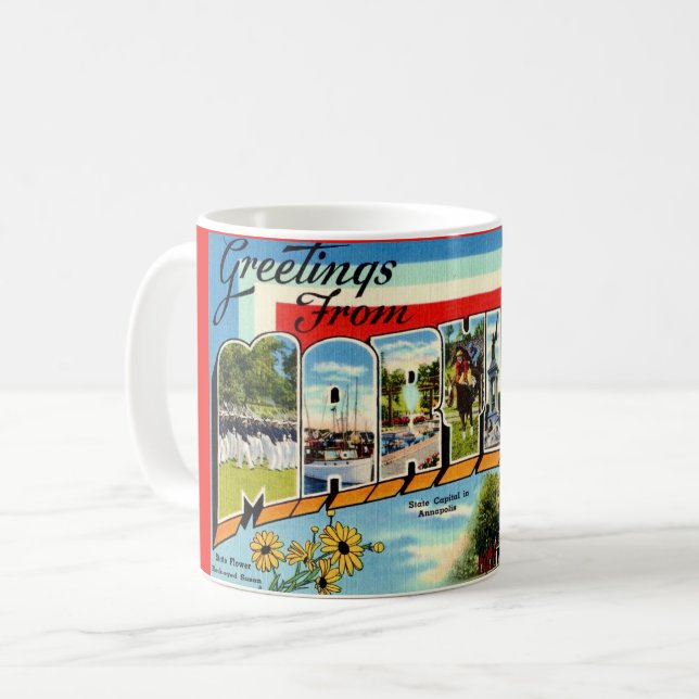 Vintage Maryland Greeting Mug (Front Left)