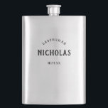 Vintage Masculine | Personalised Groomsman Gift Hip Flask<br><div class="desc">This stylish,  classic look flask makes the perfect groomsman gift for your wedding! His name appears in black,  vintage style text,  along with his title for the wedding as well as the date,  for a keepsake he'll love.</div>