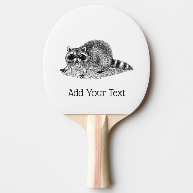 Vintage Masked Racoon Ping Pong Paddle (Front)
