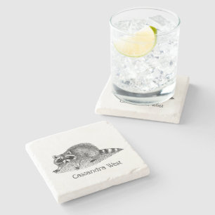 Vintage Masked Racoon Stone Coaster