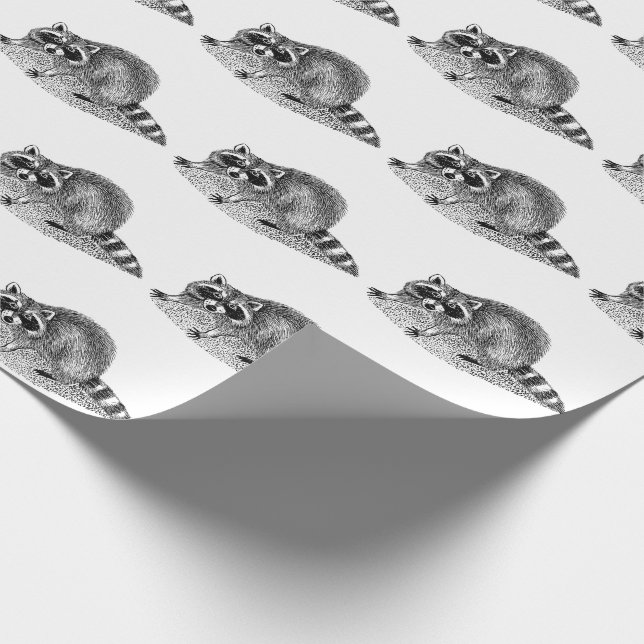 Vintage Masked Racoon Wrapping Paper (Corner)