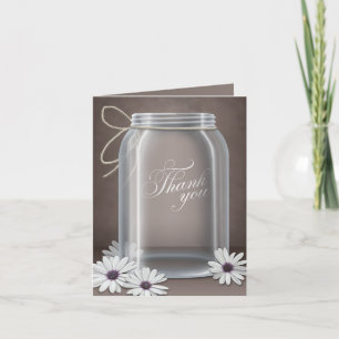 Vintage Mason Jar Daisy Rustic Thank You cards