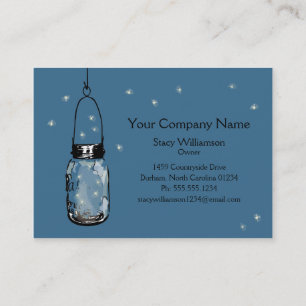 Vintage Mason Jar & Fireflies Business Card