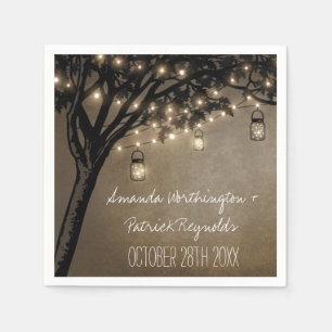 Vintage Mason Jar Oak Tree Wedding Napkins