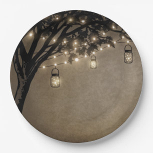 Vintage Mason Jar Oak Tree Wedding Plates