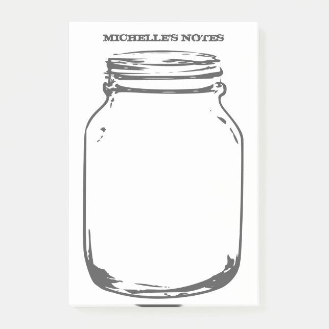 Vintage mason jar Personalised Post-it® notes (Front)
