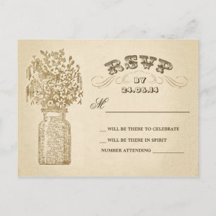vintage mason jar wedding rsvp postcards