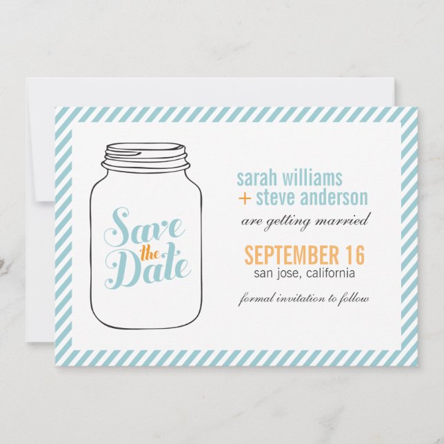 Vintage Mason Jar Wedding Save the Date (Front)