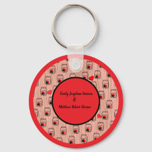 Vintage mason jar wood grain theme key ring
