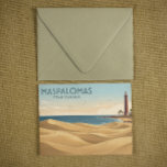 Vintage Maspalomas Dunes - Minimalist Gran Canaria Postcard<br><div class="desc">Capture the timeless elegance of the Canary Islands with this minimalist vintage-style travel illustration on a postcard. Featuring the iconic Dunes of Maspalomas and the historic El Faro lighthouse, this artwork embodies the "Eternal Spring" of Gran Canaria’s southern shores. Whether you've spent your days strolling the upscale promenades of Meloneras,...</div>