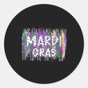 Vintage Masquerade Mardi Gras Groovy Beads Parade  Classic Round Sticker