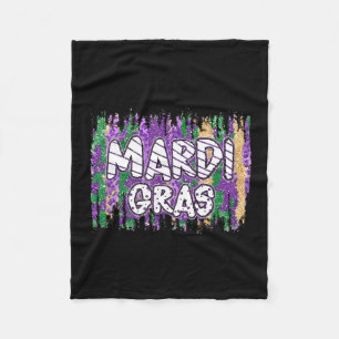 Vintage Masquerade Mardi Gras Groovy Beads Parade  Fleece Blanket