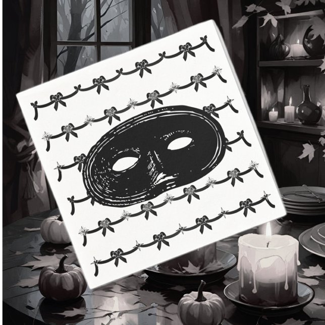 Vintage masquerade party mask black and white napkin (Creator Uploaded)