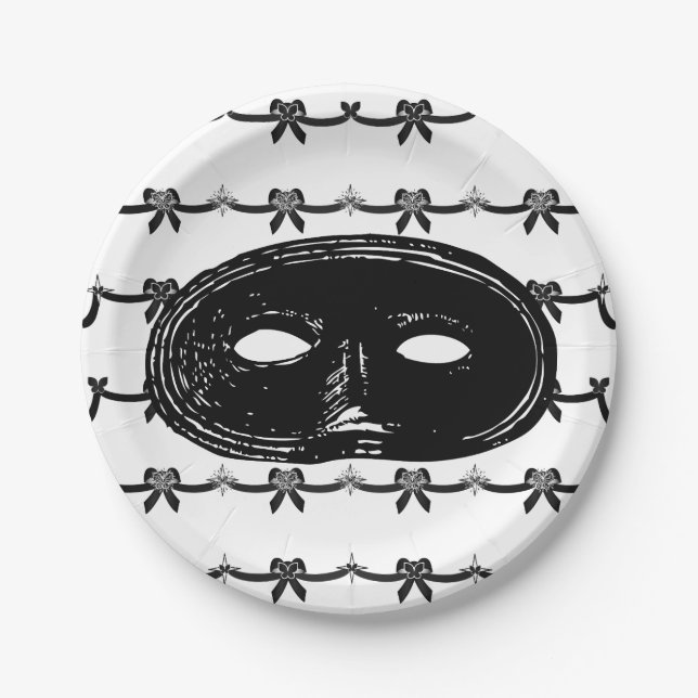 Vintage Masquerade party mask Paper Plate (Front)