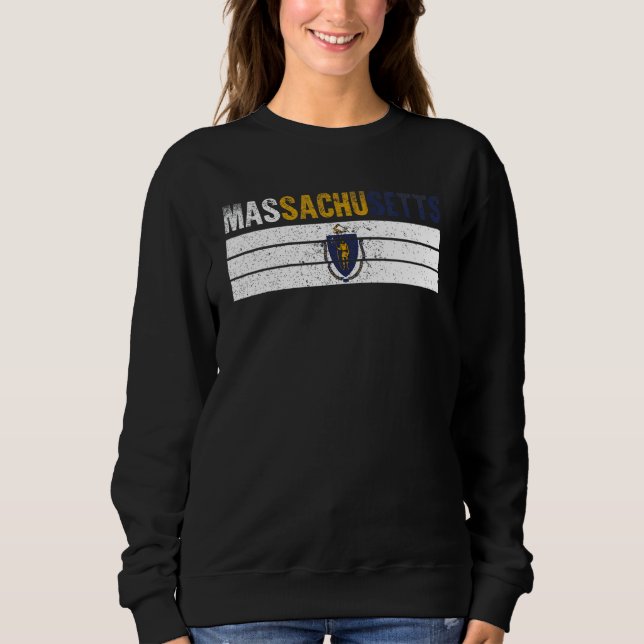 Vintage Massachusetts Flag Massachusetts Proud Men Sweatshirt (Front)