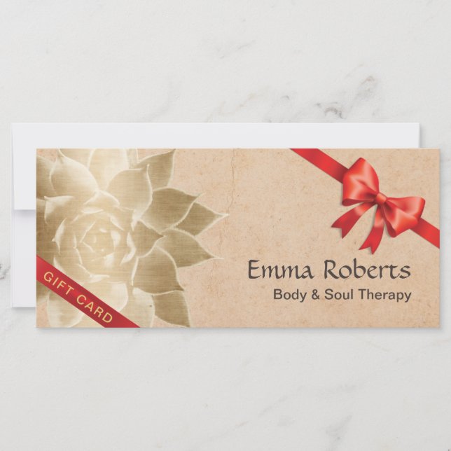 Vintage Massage Therapy Lotus Gift Certificates (Front)