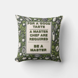 Vintage Master Chef Typography Design Cushion