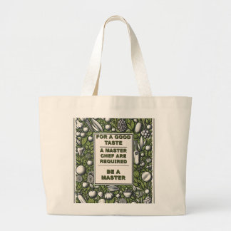 Vintage Master Chef Typography Design Large Tote Bag