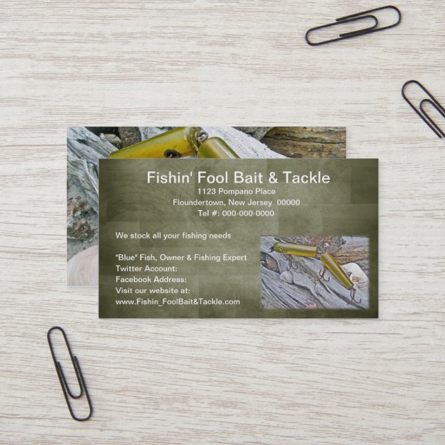 Vintage Masterlure Jointed Eel Business Card (Front/Back In Situ)