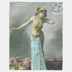 Vintage Mata Hari Postcard Fleece Blanket