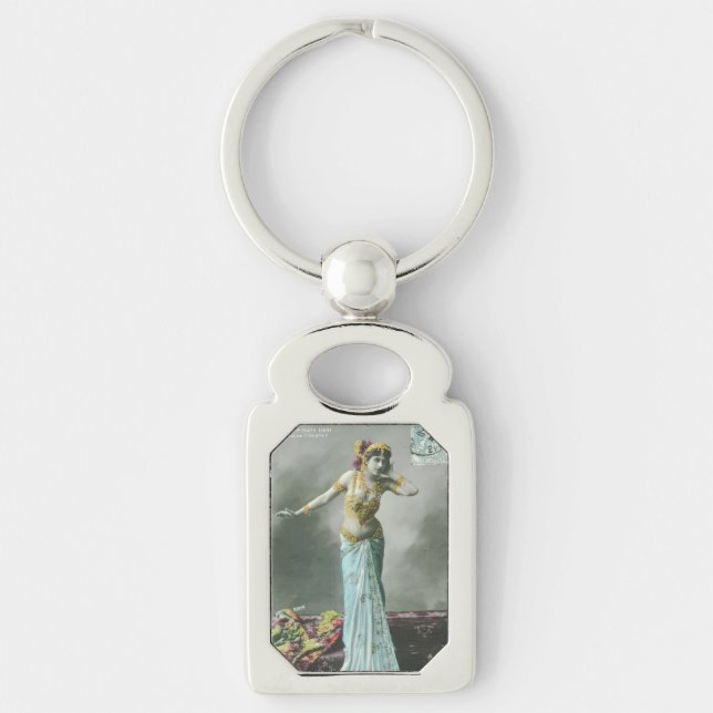 Vintage Mata Hari Postcard Key Ring (Front)