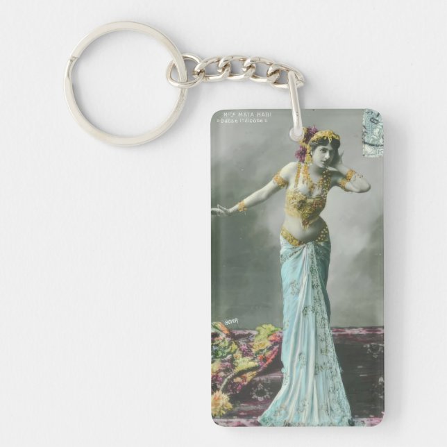 Vintage Mata Hari Postcard Key Ring (Front)