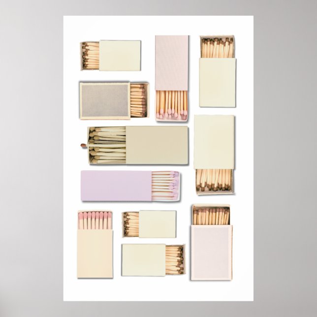 Vintage Matchbox Template Personalise Poster (Front)