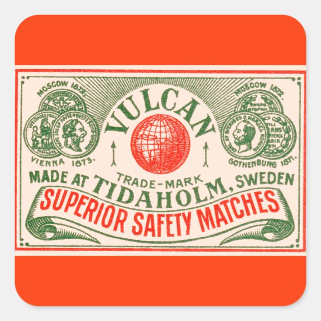 Vintage Matches Label Art Stickers (Front)