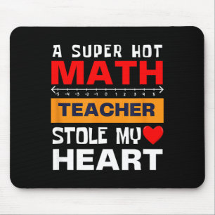 Vintage Math Saying Super Hot Teacher Heart Humor Mouse Pad
