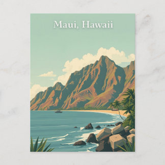 Vintage Maui, Hawaii Travel Illustration Postcard