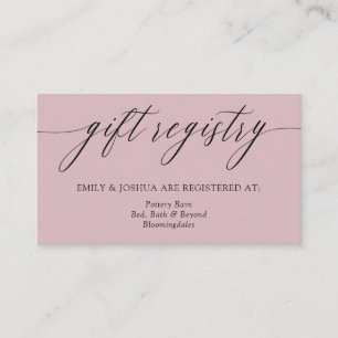 Vintage Mauve Minimalist Calligraphy Gift Registry Enclosure Card