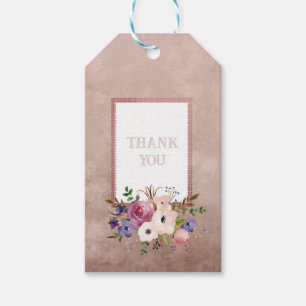 Vintage Mauve Watercolor Floral Thank You Gift Tags