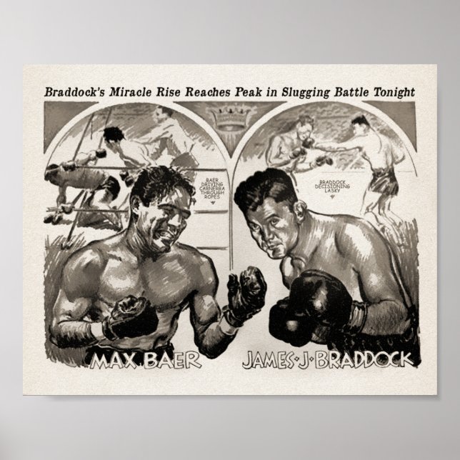 Vintage Max Baer vs James Braddock Poster (Front)