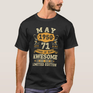 Vintage May 1950 71St Birthday Men Women 71 Years T-Shirt