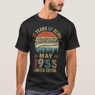 Vintage May 1955 70 Year Old 70th Birthday Men Wom T-Shirt