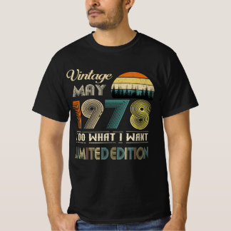 Vintage May 1978 T-Shirt - Retro Style Birthday 