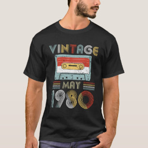 Vintage May 1980 Birthday Cassette Tape T-Shirt
