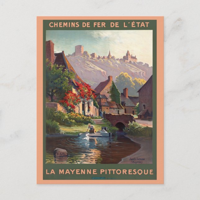 Vintage Mayenne France Train French Travel Postcard (Front)