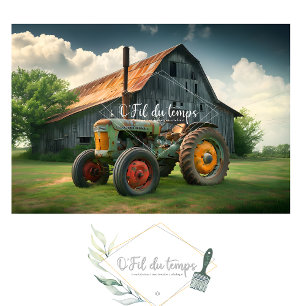 Vintage McCormick-Deering Tractor And Old Barn Tissue Paper