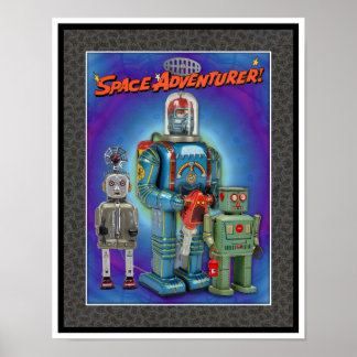 VINTAGE MCM SPACE TOYS PRINT