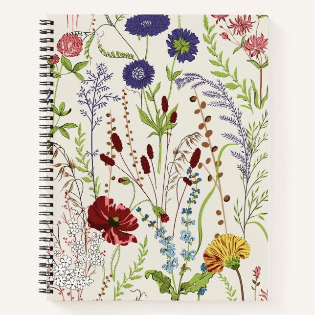 Vintage Meadow Wildflower Botanical Notebook (Front)
